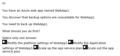 Question 1. . You have an azure web app named webapp1 you have a virtual network named vnet1